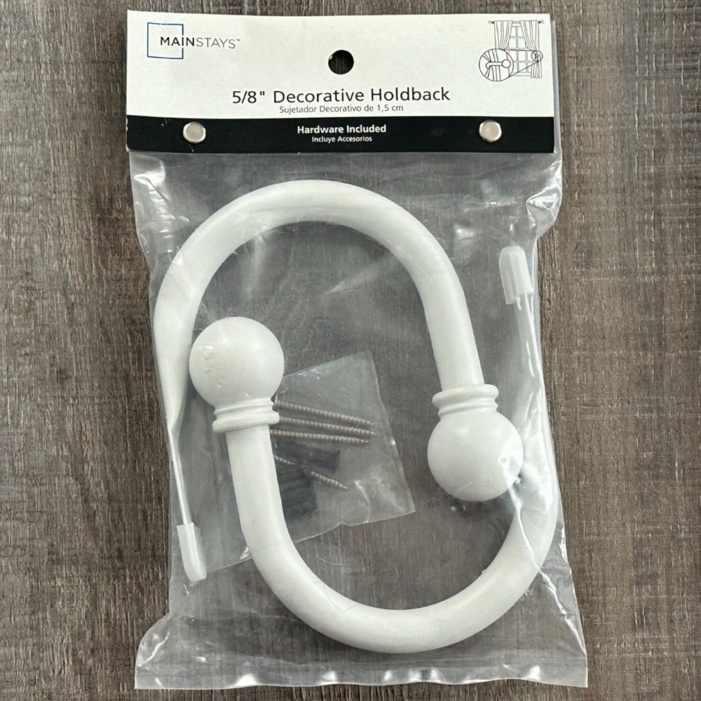 New White 5/8” Decorative Holdback